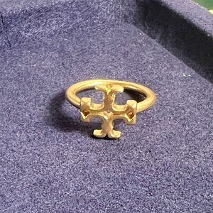 Tory Burch Puzzle Logo Gold-Tone Ring - size 6
